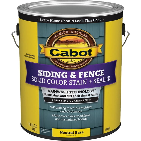 Cabot Creamery Cabot 01-0806 Acrylic Pine Neutral Base Solid Siding Stain — Residential Use, Standard Application