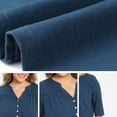 thumbnail image 5 of DARING DIVA Women's Plus Pleated Button Front Shirts 3/4 Sleeve Blouses 4X Dark Blue, 5 of 6