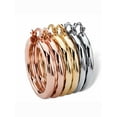 thumbnail image 2 of PalmBeach Jewelry Tri-Tone 3-Pair Set of Hoop Earrings in Goldtone, Rose Tone and Silvertone (1 1/4"), 2 of 6