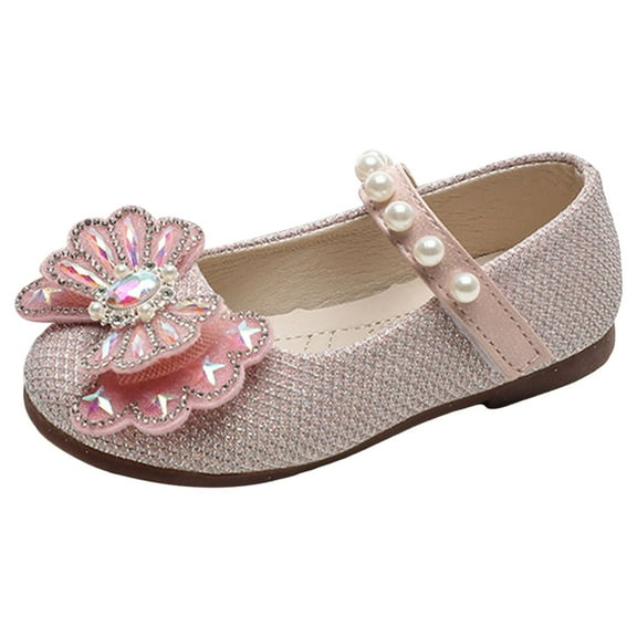 Akiihool Mary Jane Shoes for Kids Girls Mary Jane School Flats Flower Wedding Party Shoes(Toddler/Little Kids/Big Kids) (Pink,11.5)