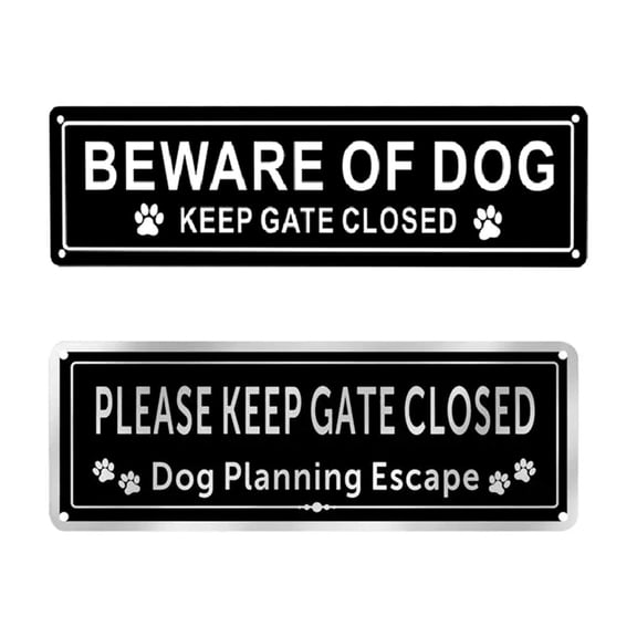 Beware of Dog Sign, Aluminum, Keep Gate Closed Sign for Fence or Aluminum Metal Reflective, Fade Resistan