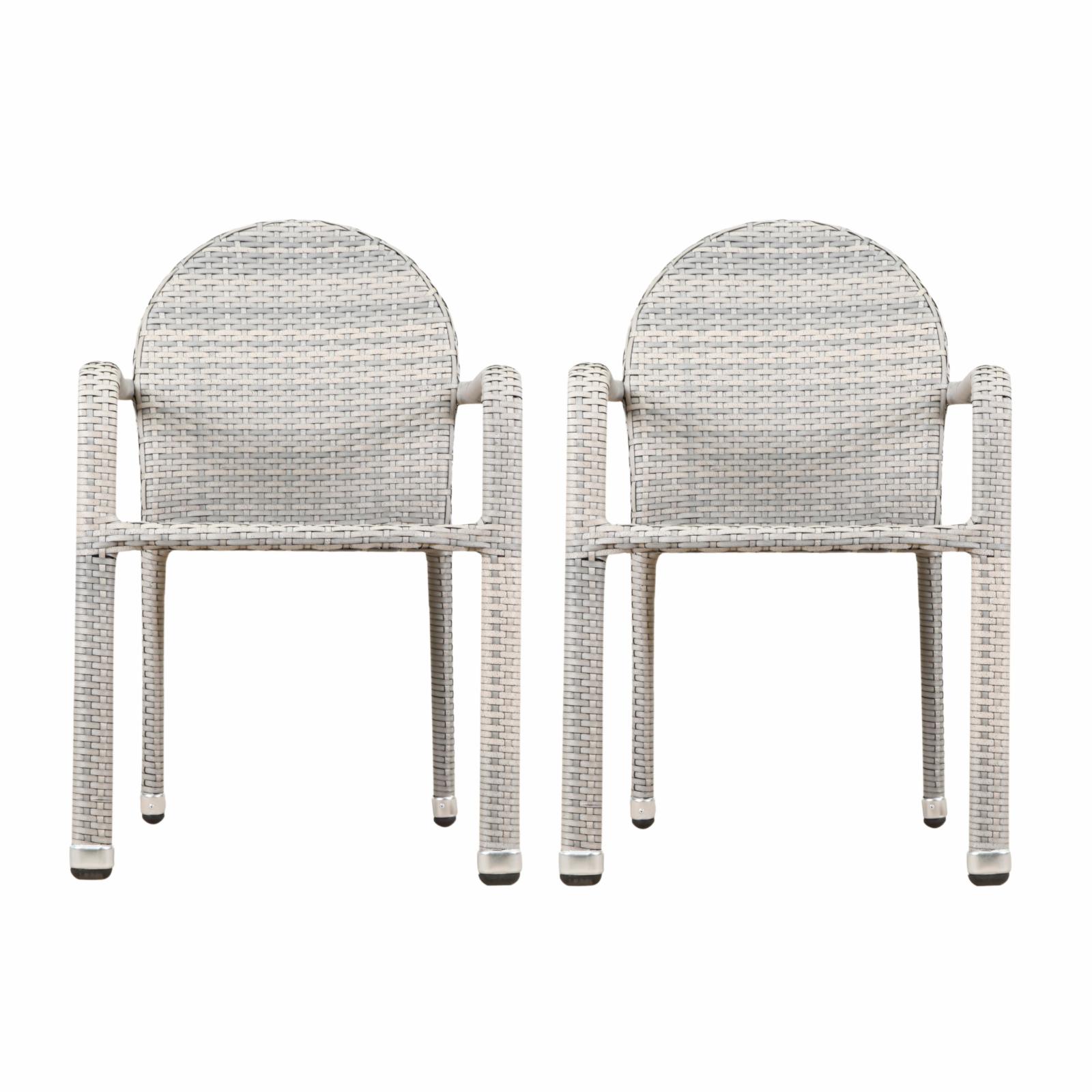 Ariyaan Outdoor Wicker Stacking Dining Chairs - Set of 2 - Multibrown - image 1 of 10