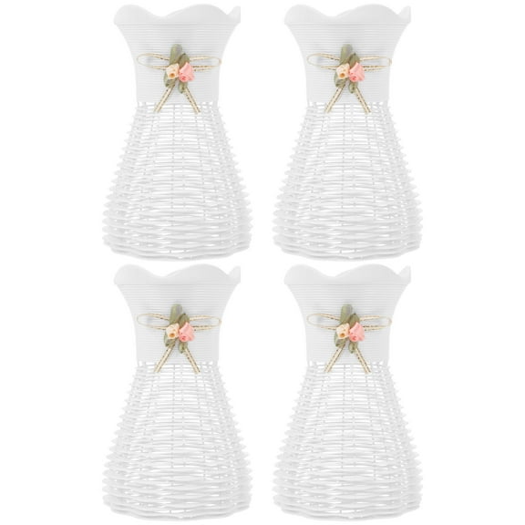 unbranded  4 Pcs Vase Home Decor Cylinder Decorative Pots for Plants White