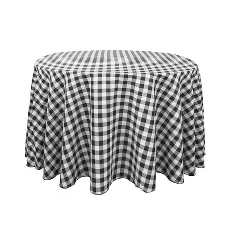 108 In Round Polyester Tablecloth Black White Checd Round Polyester Tablecloth Black White Checd