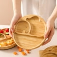 thumbnail image 4 of Suction Plates for Baby Toddler, Bamboo Divided Platter Feeding Dishes with Silicone Fork Spoon, All-Natural Baby Food Plate Stays for Baby-Led Weaning, Non-Slip Design, 4 of 7