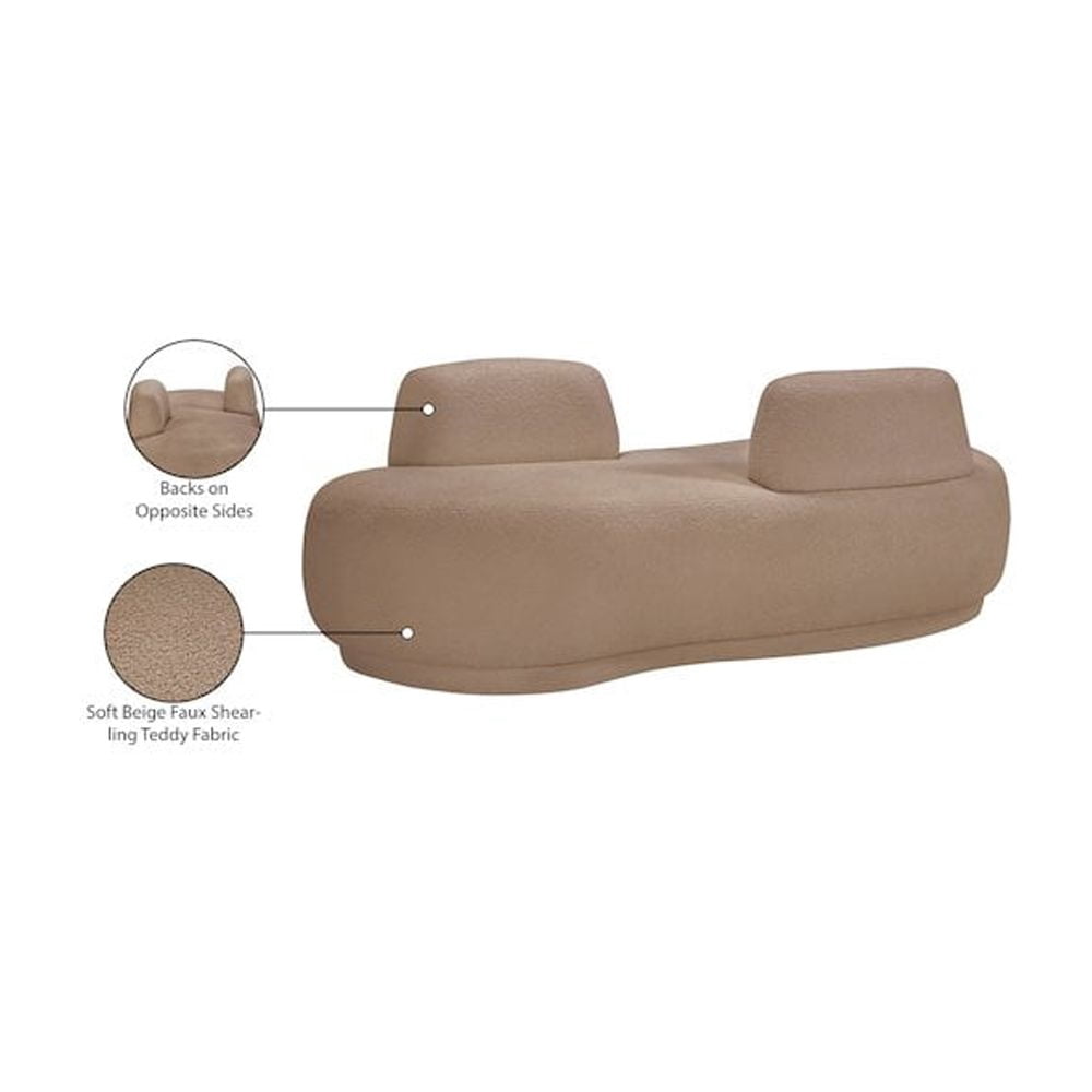 Meridian Furniture Argyle Beige Teddy Fabric Chaise/Loveseat