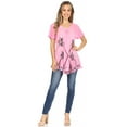 thumbnail image 5 of Sakkas Albina Island Relaxed Fit Embroidery Cap Sleeves Blouse / Top - Pink - One Size, 5 of 5