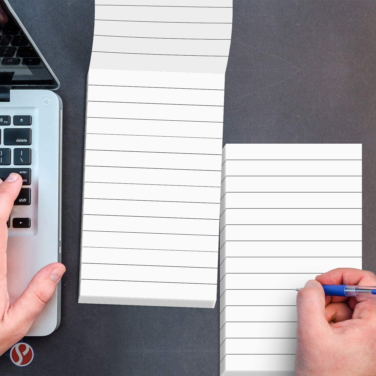 White Memo Pads with Black Lines – Great for Taking Notes, Reminders, to-do Lists Medium Weight 24lb Bond Paper | 50 Sheets per Pad, 10 Pads per Pack | 8.5 x 5.5 Inches
