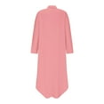 thumbnail image 4 of SMihono Trendy Women Cotton Linen Shirt Dress Casual Button Up Long Sleeve Slit Loose Shift Dress Beach Flowy Maxi Dress with Pocket Pink XXL, 4 of 6