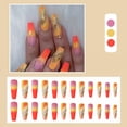 thumbnail image 2 of DHARMONAL Long Nail Calendering Rhinestone Blue False Nail Flashing Impress Nails Medium Length Painted Acrylic Nails Clear Short Ballerina Nails Coffin Nails Long Clear Nail Tips for Practice Hand, 2 of 6