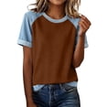 thumbnail image 2 of YVNAURA Womens Summer Crewneck T Shirts Casual Vacation Outfits Short Sleeve Loose Fit Tees Going Out Tops Breathable Lightweight Everyday Basic Summer Tops for Women 2026, Brown,XXXXL, 2 of 6