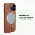 thumbnail image 5 of Genuine Leather Case for iPhone 16 Pro Max (6.9 inch), Stylish Litchi Leather case with Soft Fiber Lining, Lip Screen Protection, Compatible with MagSafe ,Saddle Brown, 5 of 5