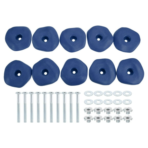 Rock Climbing Holds, 10 Pcs Climbing Rock Wall Grips with Single Holes for Playground Accessories, Blue-C