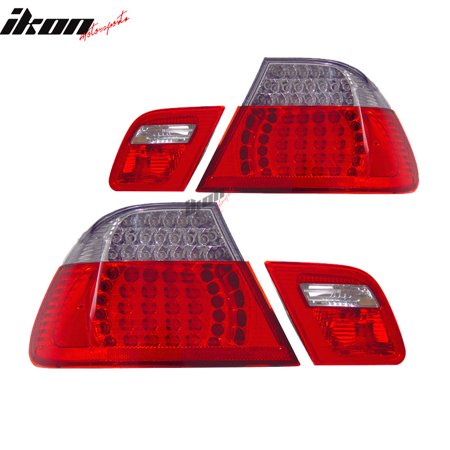 - Fits 99-01 BMW 3 Series E46 323 325 330 Coupe 2Dr LED Tail Lights Red Clear 4Pcs