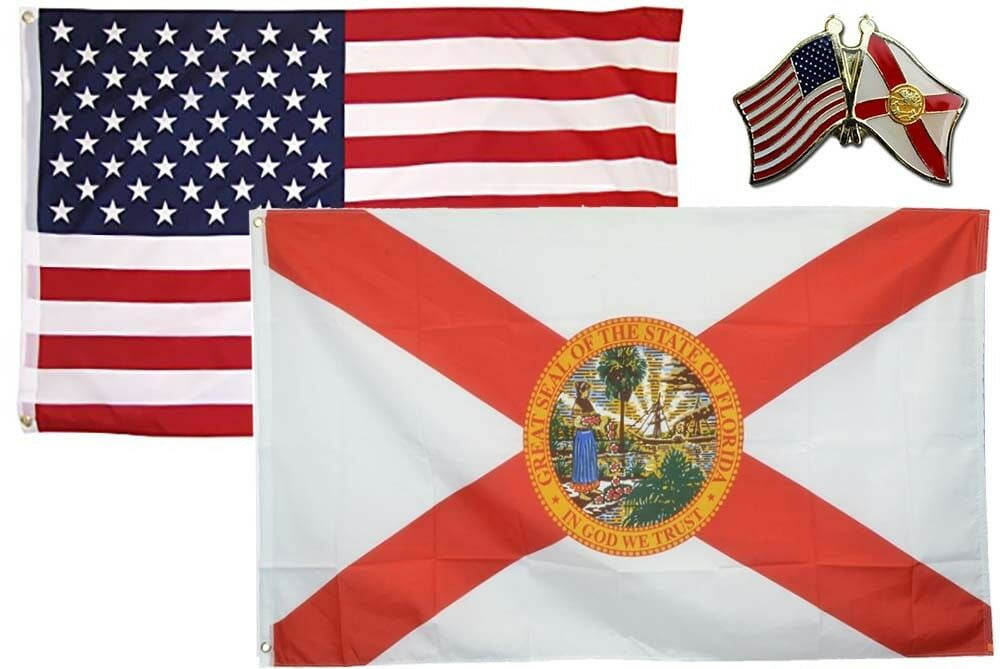 Wholesale Combo USA & State of Michigan 2x3 2'x3' Flag & Friendship Lapel Pin 