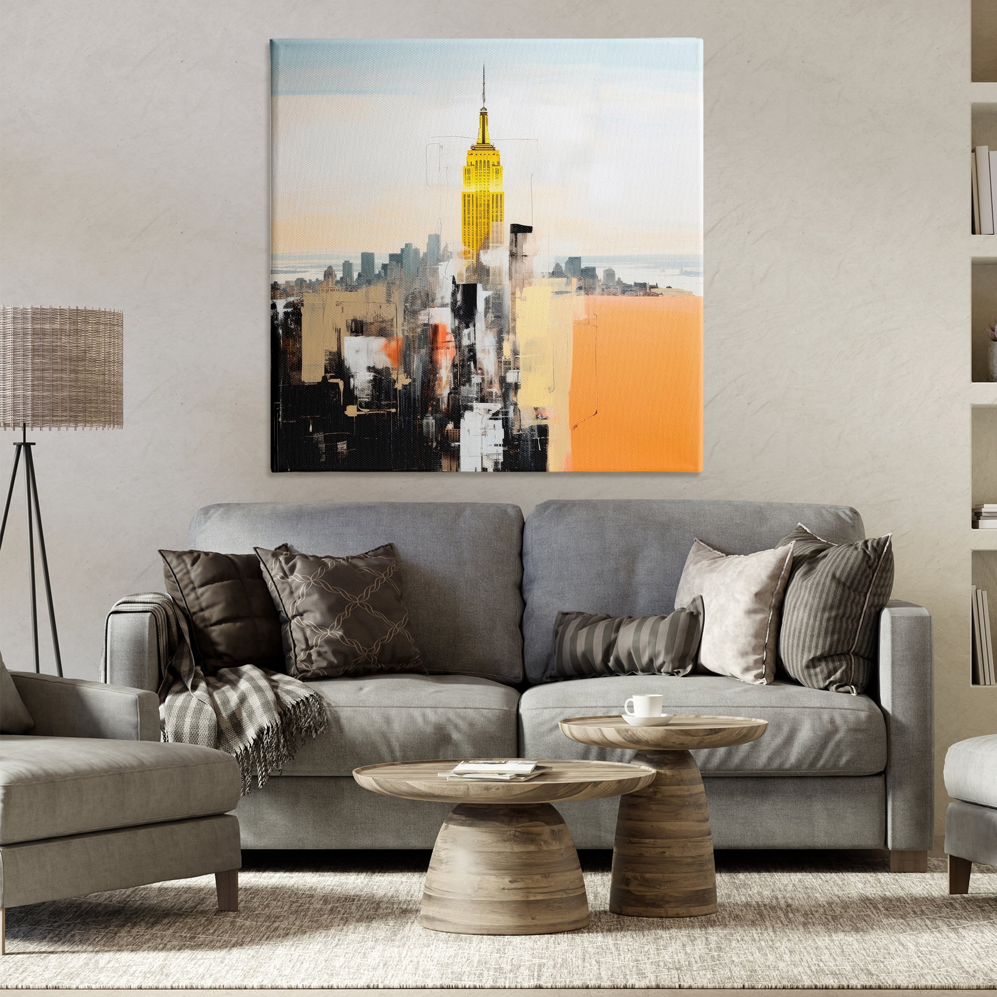 Stupell Industries Abstract Cityscape Tower Scenic & Cityscapes Painting Wrapped Canvas Art Print Wall Art, 36 x 36