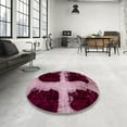 thumbnail image 4 of Ahgly Company Machine Washable Indoor Round Abstract Blush Red Pink Area Rugs, 6' Round, 4 of 7
