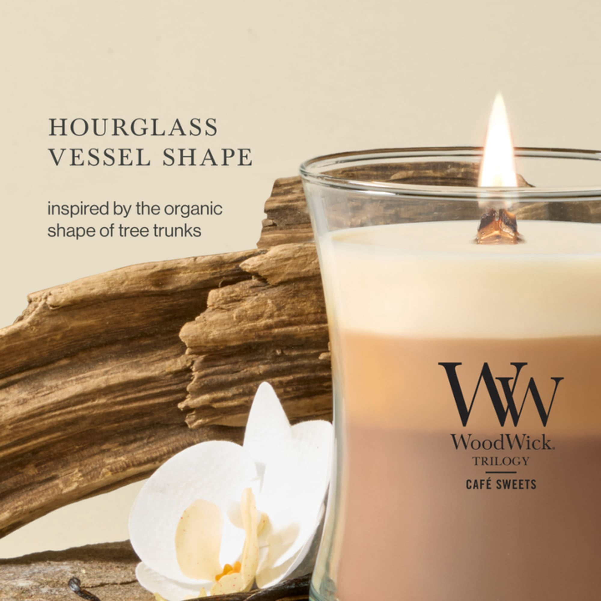 (4 pack) WoodWick Medium Hourglass Trilogy Scented Candle, Café Sweets, 9.7 oz