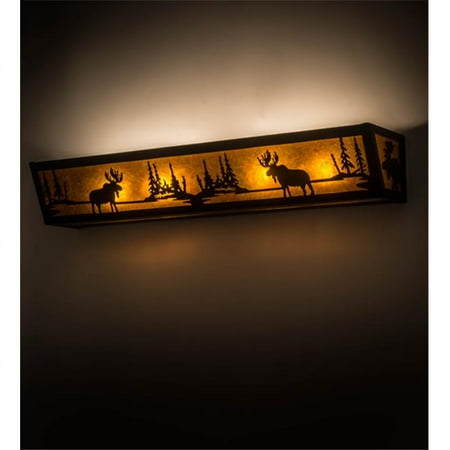 

Meyda 176495 36 in. Moose At Lake Vanity Light Black & Amber Mica