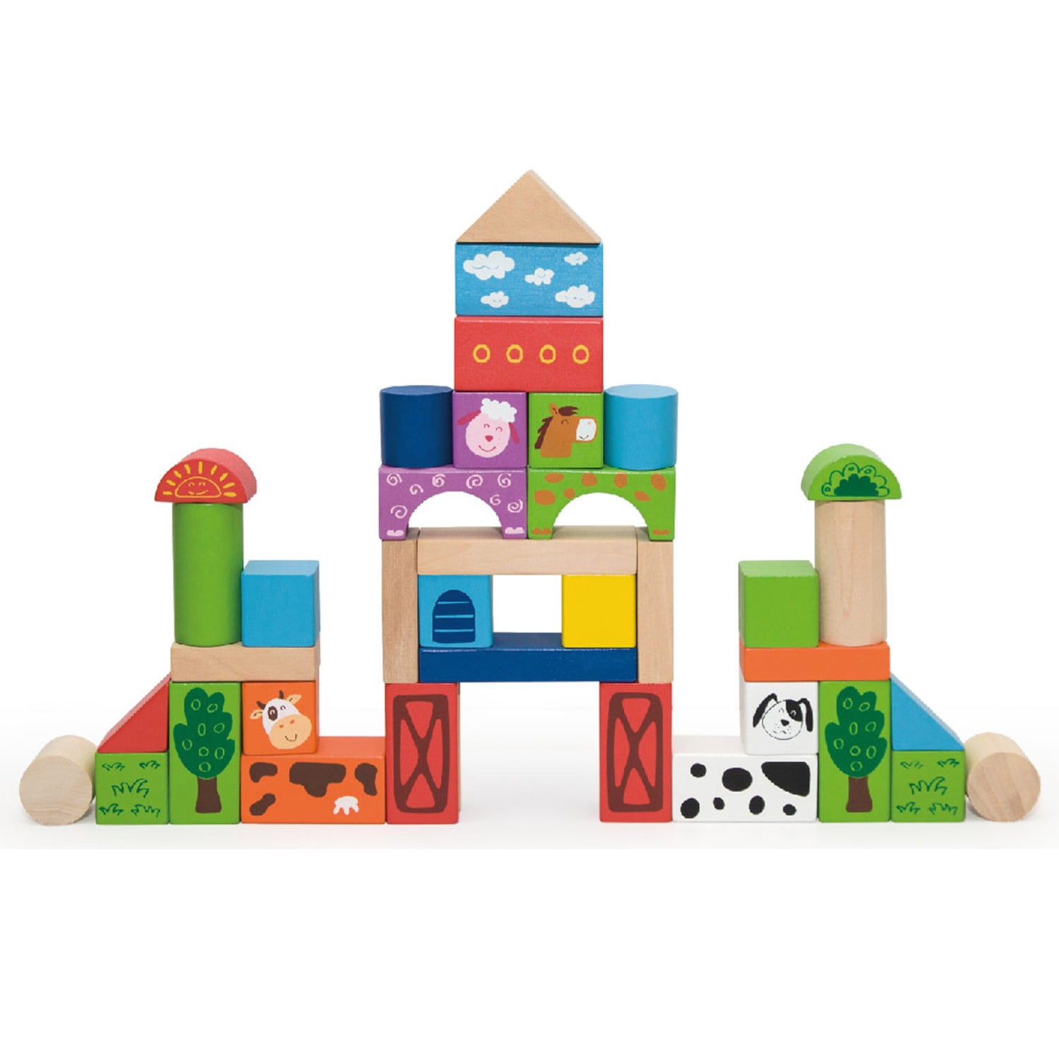 The Original Toy Company Wooden Blocks, Farm Designs