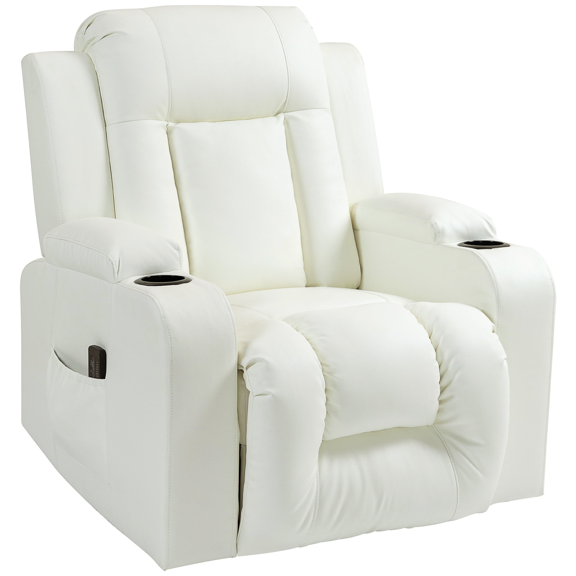 HOMCOM Massage Recliner Chair with 8 Vibration Points Cup Holders Brown