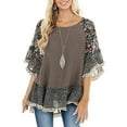 thumbnail image 1 of aturustex Women Top 3/4 Sleeve Floral Boho Patchwork Tunic Blouse Causal Loose Tunic T-Shirt Fall, 1 of 6