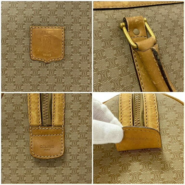 Celine Mini Boston Bag Triomphe Hand bag Macadam PVC leather brown