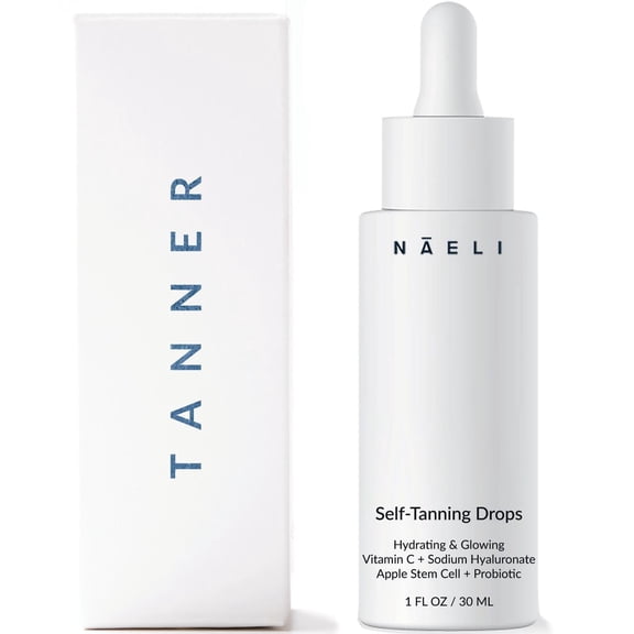 Self Tanner - Gradual Tanning Bronzing Drops for Face with Vitamin C, Apple Stem Cell & Probiotic, 1 oz
