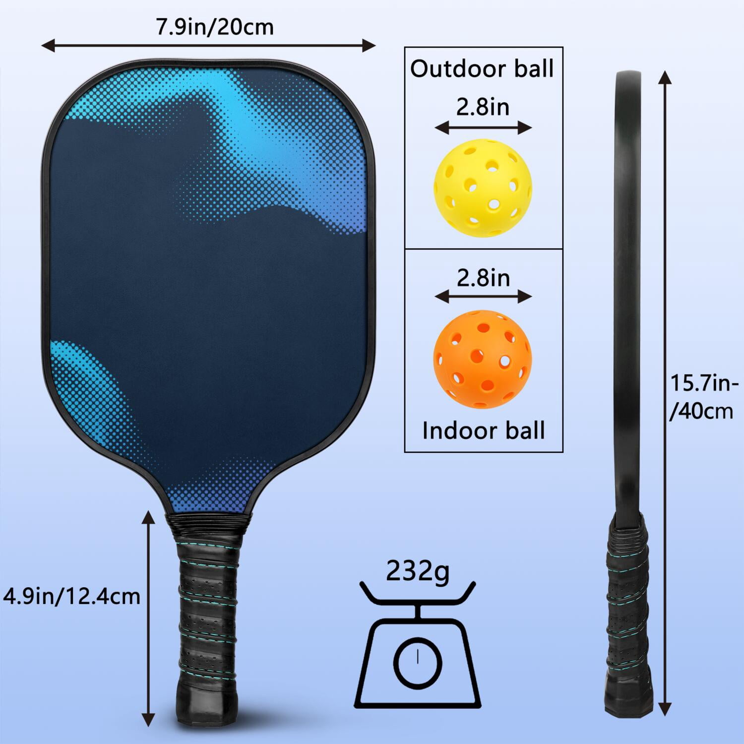 Pickleball Paddles Set Of 2, Fiberglass Surface, Fluid Smoke Aurora Art Style, 4 Balls & Bag