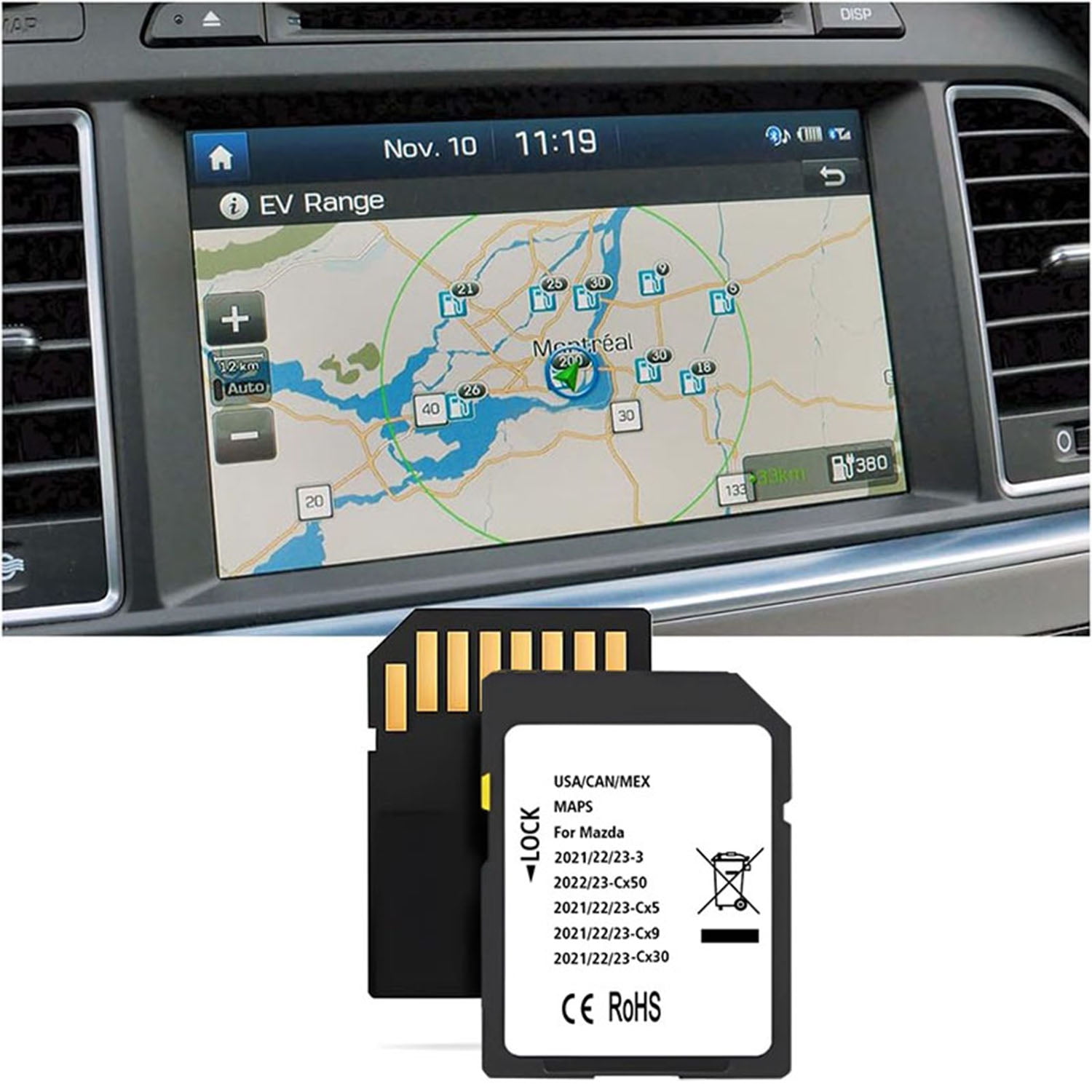 Navigation SD Card Compatible with Cx5,Cx30,Cx50,3（2021/2022/2023), maps for USA/CAN/MEX