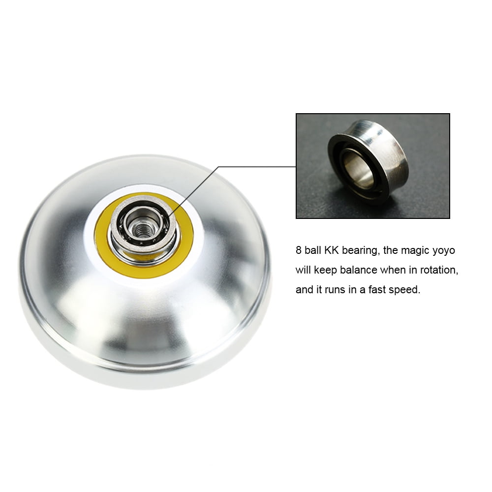 Anself Professional Yoyo T6 Rainbow Aluminum Alloy Metal Yoyo 8 Ball KK Bearing with String for Silver