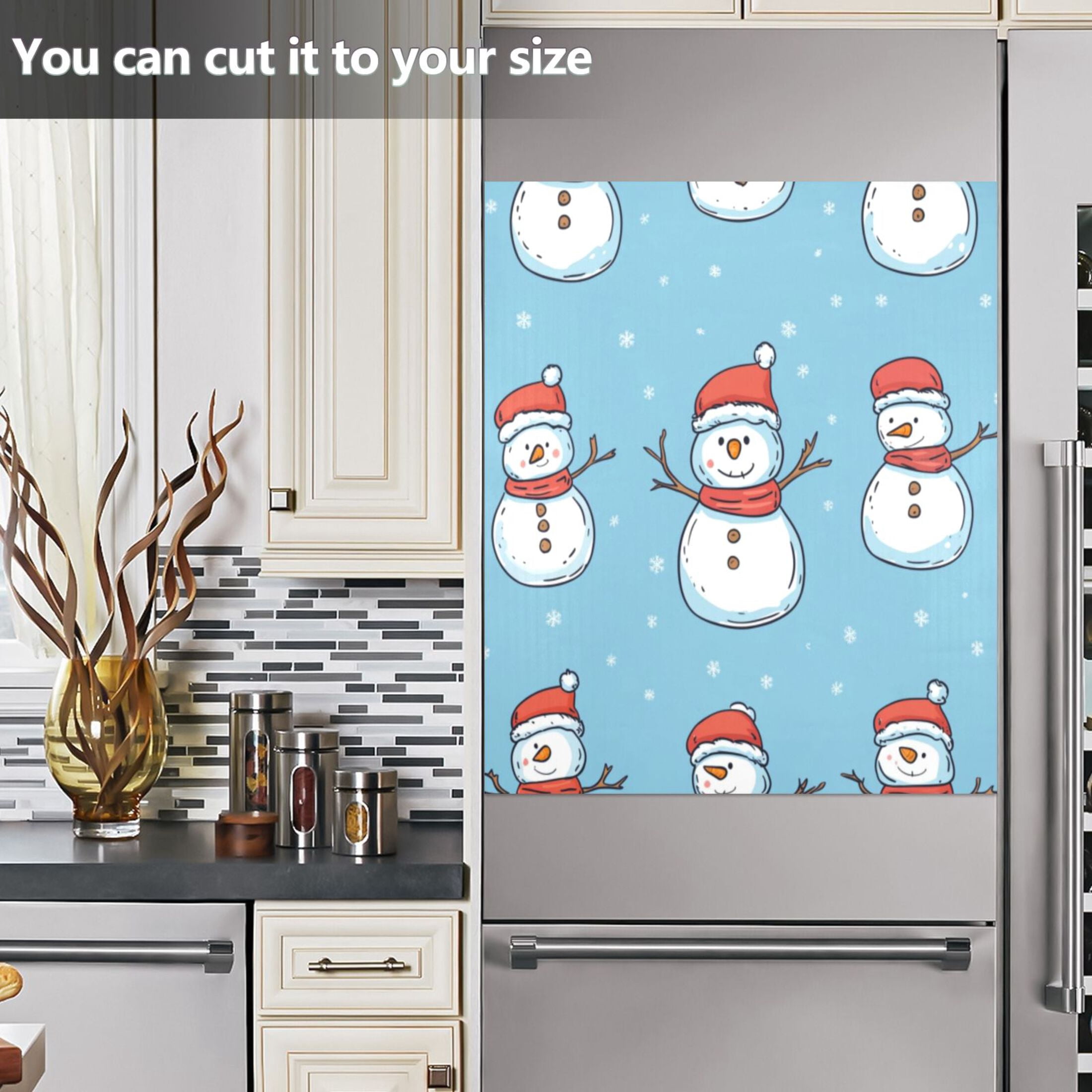 Dishwasher Magnetic Sticker 23x26 Inch Refrigerator Magnetic Sticker Washing Machine Magnetic Sticker Kitchen Panel Magnetic Sticker Home Decor Christmas Beautiful Snowman