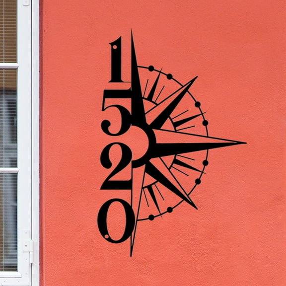 Custom Vertical House Number Sign, Hanging Compass Address Sign, Outdoor Patio Metal Sign, Metal House Numbers, Large House