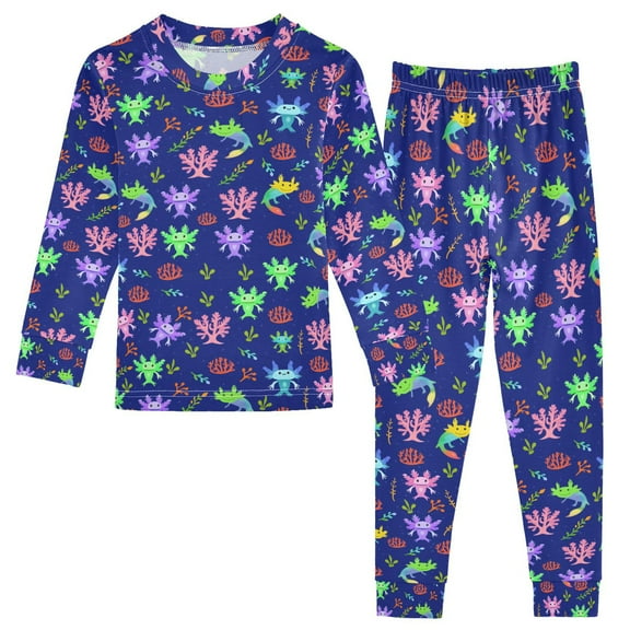 joogoo Cute Axolotls 2 Piece Long Sleeve Tee and Pants Cotton Pajama Set 5Y