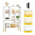 thumbnail image 2 of OUTONLIFE 7-cube Storage Organizer Bookcases with 4 Tapered Legs, Freestanding Display Rack with Light for Living Room, Study Room(White), 2 of 10