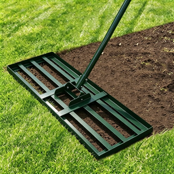 BN-LINK Lawn Leveling Rake, 30"x10" Leveler Plate, Yard Leveling Rake with Ergonomic Adjustable Handle,Soil Level Tool for Garden,Ground,Backyard,Farm,Green