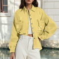 thumbnail image 4 of Baberdicy Distressed Denim Jackets for Women - Fall/Winter Vintage Loose Fit (Oversized, Ragged Hole Design) Yellow S, 4 of 6