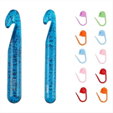 25 mm Crochet Hook Set Large Acrylic 20 mm Crochet Hook with 10 Pcs Markers Perfect for Chunky Yarn, Carpets
