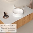 thumbnail image 4 of 48" Bathroom Vanity with Sink, Floating Plywood Bathroom Vanities with Ultra-Thin Ceramic Basin and Marble Top, 2 Large Soft-Closing Storage Drawers, Pre-Assembled Cabinet, Nature Wood, 4 of 7