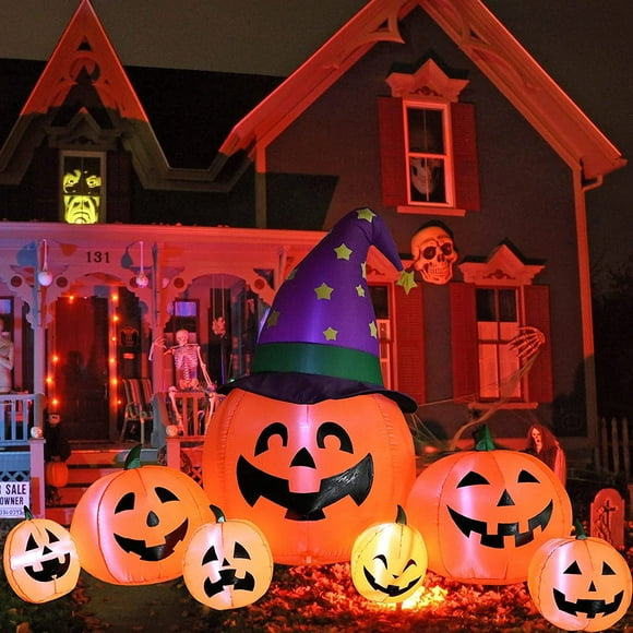 7.9FT Halloween Blow Up Inflatable Decorations Pumpkin Decoration for Yard Pumpkin Inflatables Outdoor Decorations with Build-in LEDs Halloween Outdoor Yard Decorations