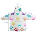 thumbnail image 7 of Colorful Dog Paw Footprint Blanket Hoodies for Kids 6-13YR Oversize Wearable Blanket Hoodies for Boys Girls Teens, 7 of 7