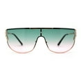 thumbnail image 2 of Womens Rhinestone Trim Flat Top Exposed Lens Metal Sunglasses Gold Green Pink, 2 of 4