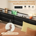 thumbnail image 4 of Twin Daybed with Pop-Up Trundle - Upholstered Leather Headboard with Charging Station, Sturdy Metal Sofa Day Bed Frame for Small Apartment, Bedroom, Guest Room, Light Gray, 4 of 7
