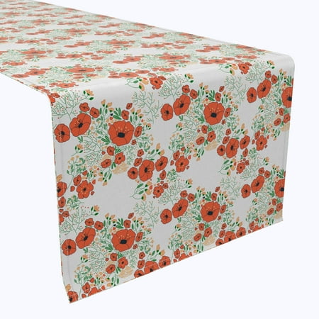 

Fabric Textile Products Inc. Table Runner 100% Cotton 16x108 Summer Floral Design Red - 16 x 90