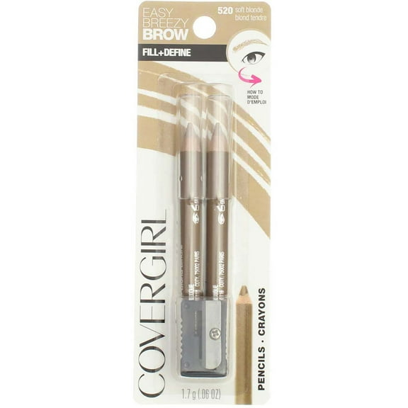 CoverGirl Easy Breezy Brow Fill   Define Water Resistant Pencil, Soft Blonde 520, 0.06 oz (1 Pack)