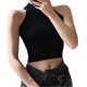 thumbnail image 3 of Jumpingount Chaleco de moda sólido sin mangas Sexy chalecos acanalados cómodo transpirable alta elasticidad camiseta sin mangas ropa de verano para Prendas para la parte del cuerpo Negro, 3 of 6