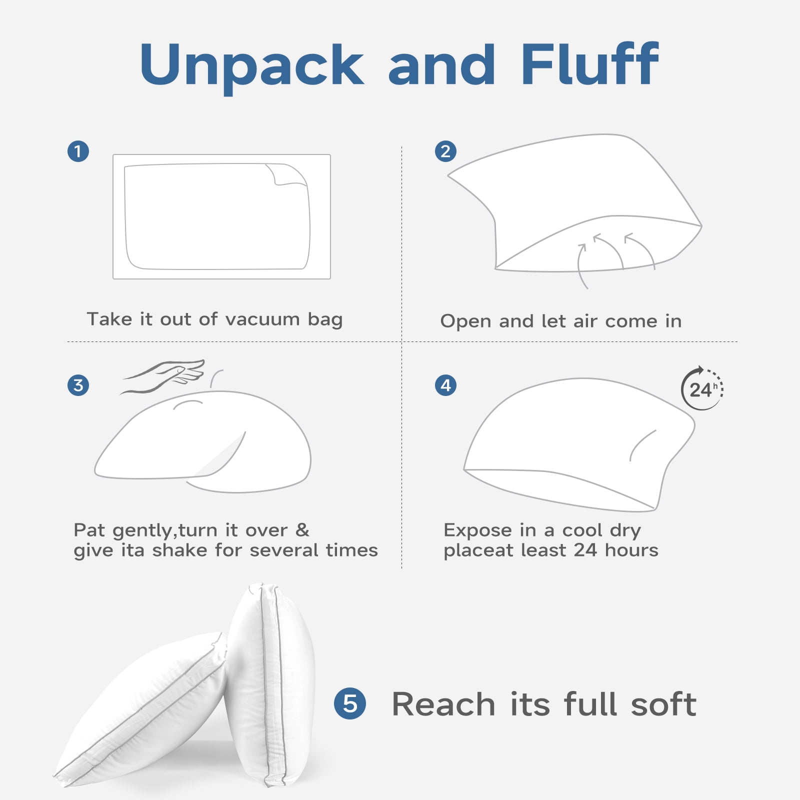 Pillows Queen Size Set of 2, Bed Pillows 2 Pack Hotel Quality, Gusseted Pillow for Back, Stomach or Side Sleepers, Double-Piping Seam Down Pillow