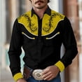 thumbnail image 3 of Camisa de hombre estilo retro occidental con estampado floral 2024, informal, para exteriores, calle, uso diario, primavera y verano, con solapa, manga larga, color negro, tallas S a 5XL, tejido elást, 3 of 5