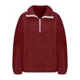 thumbnail image 2 of WEIYLL Womens Fleece Jacket Soft Turtleneck Half Zip Solid Color Color Red Ladies Fall Tops And Blouses Size S, 2 of 5
