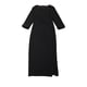 thumbnail image 1 of Vestido de tubo dividido elegante con cuello barco y mangas 3/4 para mujer Negro XL, 1 of 6